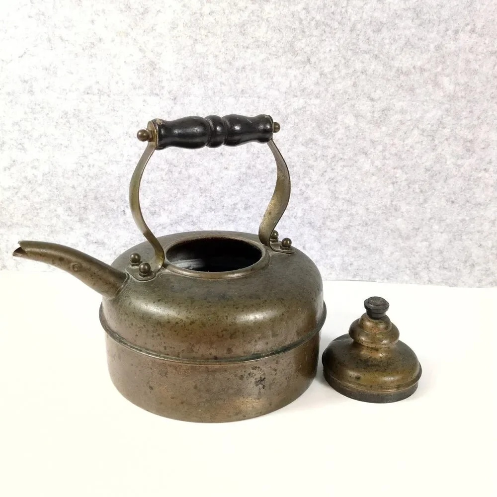 Vintage Simplex Patent Solid Copper Tea Kettle Made in England Wood Handle